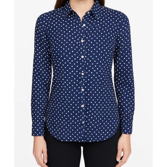 Lands' End Tops - Lands' End Canvas Navy Polka Dot Button Down Shirt unisex